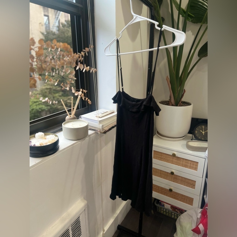 Black adjustable strap mini dress